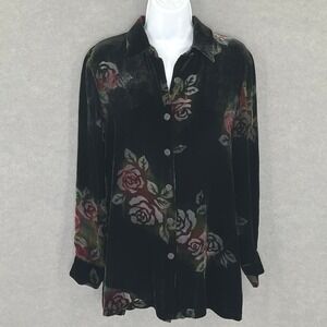 Josephine‎ Chaus Top Sz 6 Velvet Burnout Silk Roses Whimsigoth Romantic Soft
